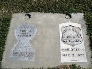 Headstone of Sarah Jane Harmon Barton and Hudson D. Barton