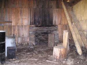 Interior of the Barton Lackey Cabin before it was restored